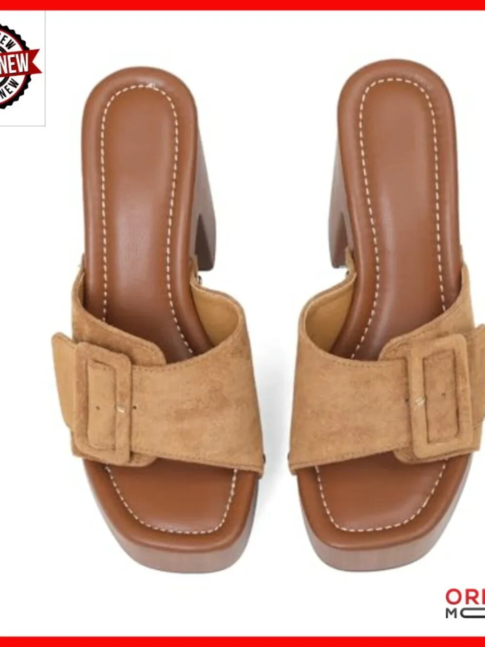 Platform Chunky Heel Sandals Slip On Mules 4.33 Inch Heel Party Shoes